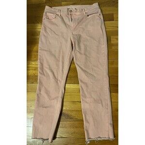 Old Navy Women's Pink Light Wash Mid Rise Slim Straight Denim 5-Pocket Jeans